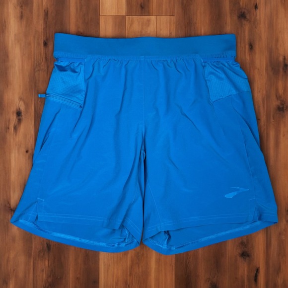 Brooks Men Shorts Small Sherpa 2-in-1 Liner Drawstring Performance Running - Picture 1 of 7